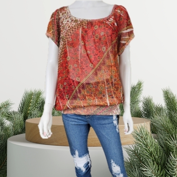 FANG Floral Print Short Sleeve Blouson Size XL - Picture 2 of 14